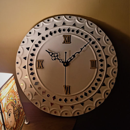 Kutch Lippan Mud & Mirror Work Wall Clock