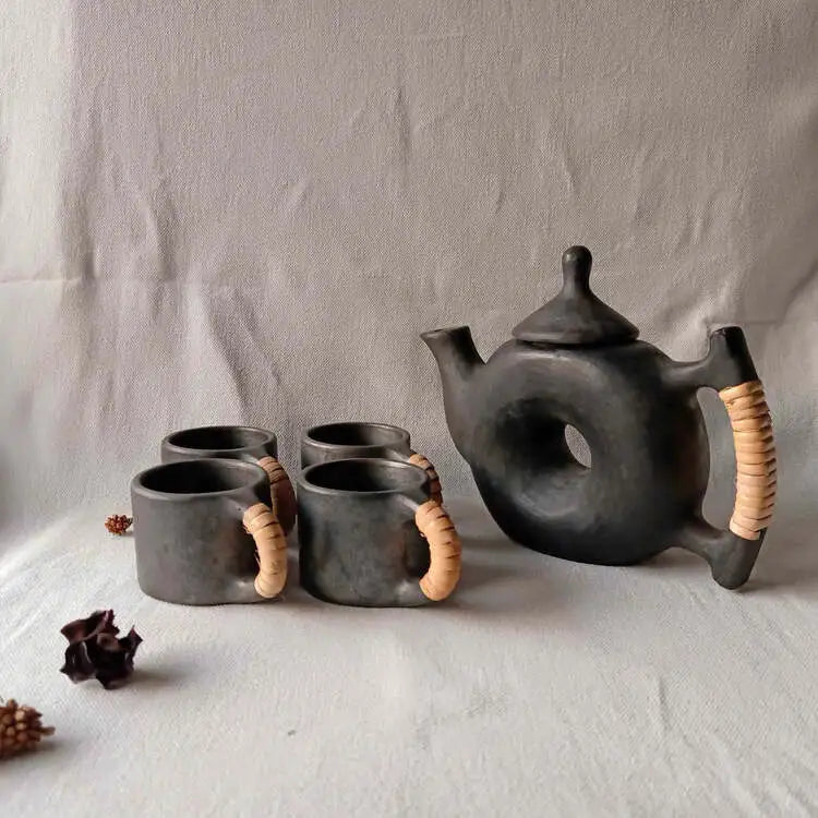 Longpi Black Pottery Chakra Teaset