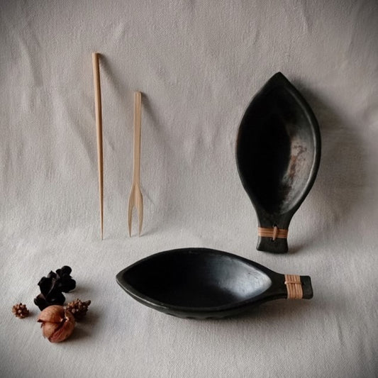 Longpi Black Pottery 'Matsya' Serving Bowl