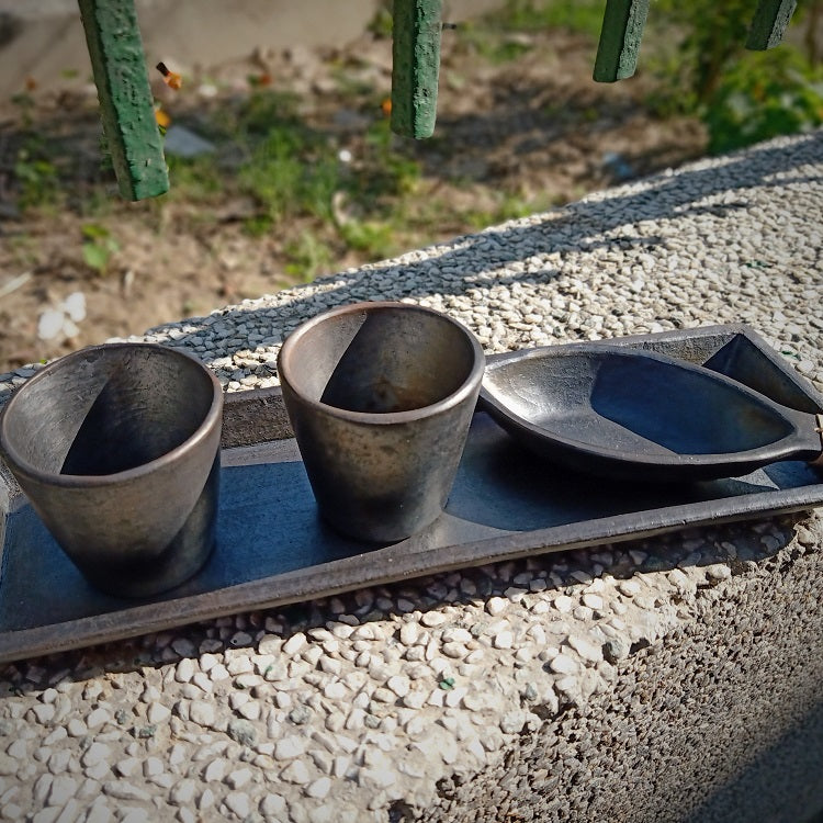 Longpi Black Pottery Tray Long