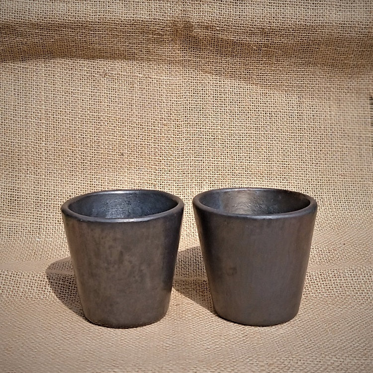 Longpi Black Pottery Tumblers Trapezium Small Set of 2