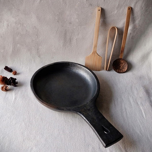 Longpi Black Pottery Skillet Round